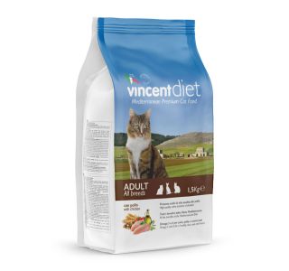 VINCENT DIET CAT ADULT ZA ODRASLE MAČKE, S PIŠČANCEM 1,5KG