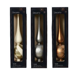 VRH ZA JELKO DECORIS ŠPICA BELA/SREBRNA 31 CM SORTIRANO