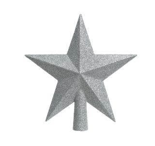 VRH ZA NOVOLETNO JELKO - ZVEZDA, SREBRNE BARVE, 19X19 CM