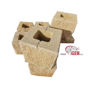 BETONSKI IZDELEK KOGRAD ZIDAK FUTURAX ZAKLJUČNI RUMEN POLOVIČKA 20X20X20