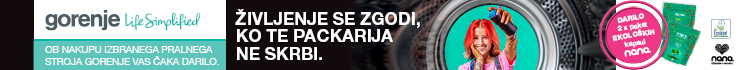 Ob nakupu tega pralnega stroja in registraciji novega aparata prek spleta, prejmete 2 paketa ekoloških kapsul NANA za pranje perila!
